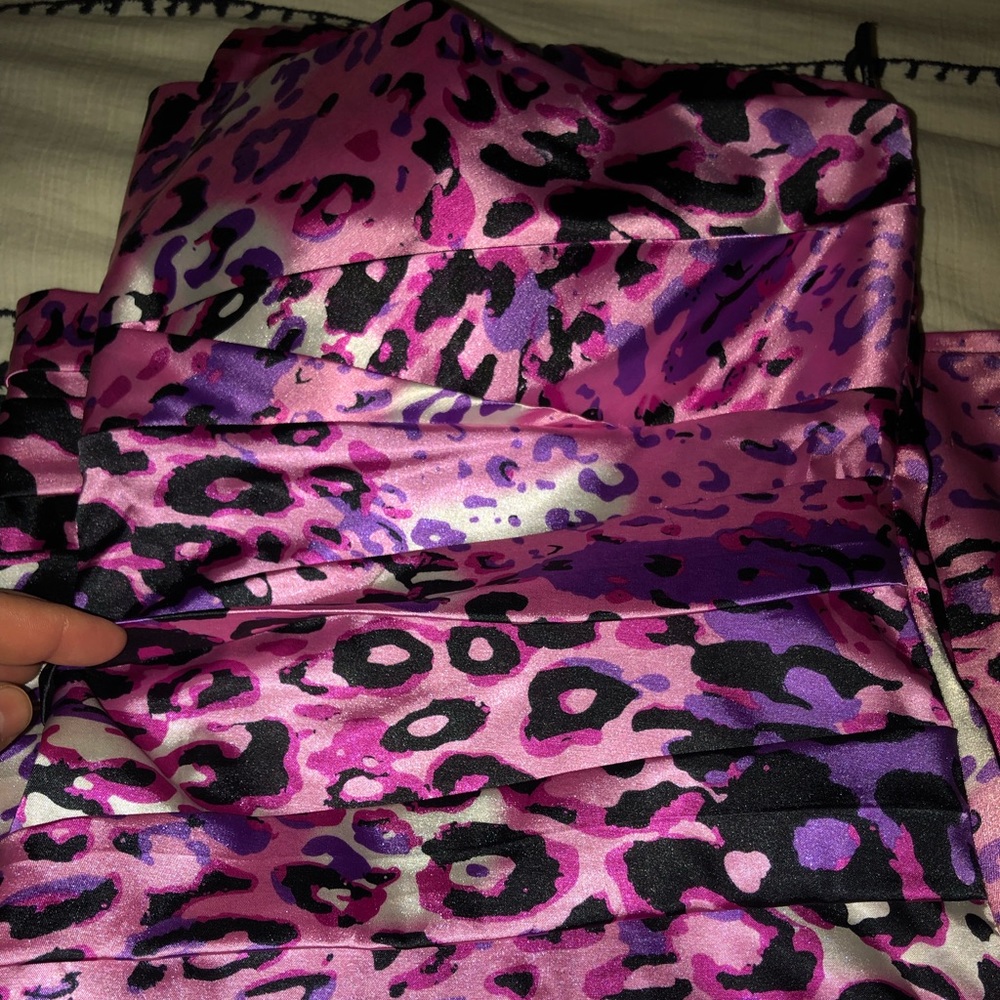 Strapless animal print dress